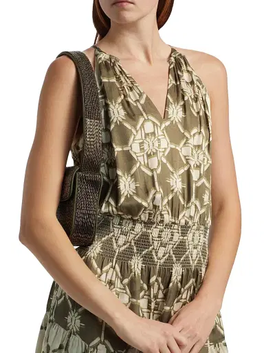 Ramy Brook Women's Isabela Printed Blouson Minidress - Olive Tile Print | Thumbnail 6 Ramy Brook Women's Isabela Printed Blouson Minidress - Olive Tile Print | Thumbnail 6