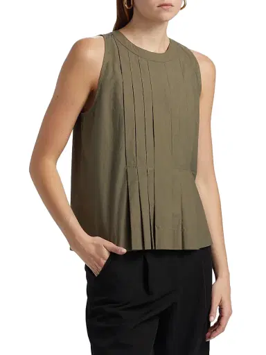 Ramy Brook Women's Natalia Pleated Cotton Sleeveless Top | Thumbnail 4 Ramy Brook Women's Natalia Pleated Cotton Sleeveless Top | Thumbnail 4