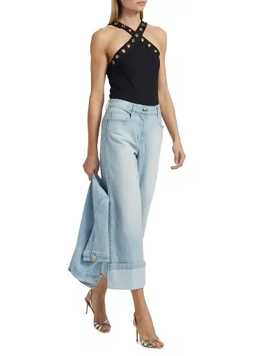 Generation Love Women's Sabeen Grommet Halterneck Bodysuit - Black | Thumbnail 2 Generation Love Women's Sabeen Grommet Halterneck Bodysuit - Black | Thumbnail 2