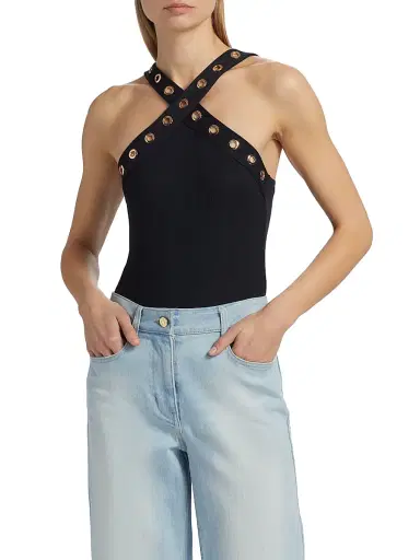 Generation Love Women's Sabeen Grommet Halterneck Bodysuit - Black | Thumbnail 3 Generation Love Women's Sabeen Grommet Halterneck Bodysuit - Black | Thumbnail 3