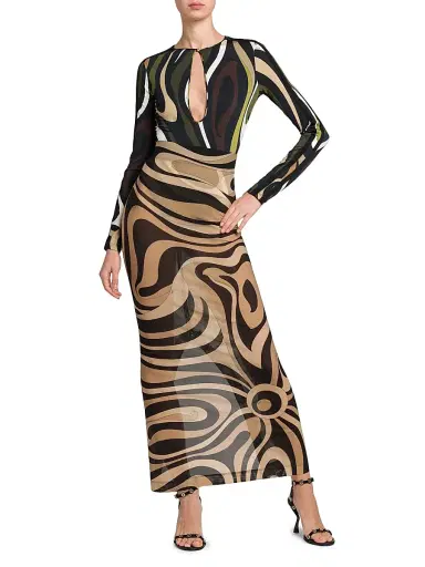 Pucci Women's Cut-Out Jersey Bodysuit - Khaki | Thumbnail 2 Pucci Women's Cut-Out Jersey Bodysuit - Khaki | Thumbnail 2