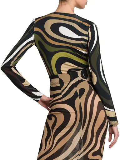 Pucci Women's Cut-Out Jersey Bodysuit - Khaki | Thumbnail 5 Pucci Women's Cut-Out Jersey Bodysuit - Khaki | Thumbnail 5