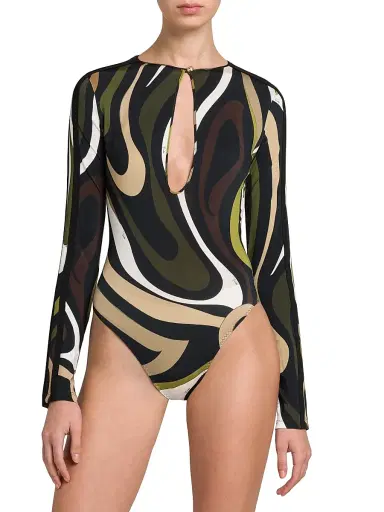 Pucci Women's Cut-Out Jersey Bodysuit - Khaki | Thumbnail 6 Pucci Women's Cut-Out Jersey Bodysuit - Khaki | Thumbnail 6