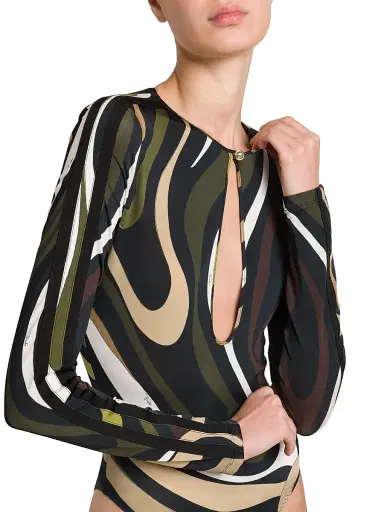 Pucci Women's Cut-Out Jersey Bodysuit - Khaki | Thumbnail 7 Pucci Women's Cut-Out Jersey Bodysuit - Khaki | Thumbnail 7