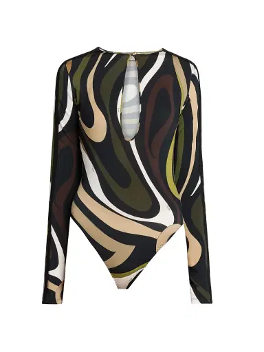 Pucci Women's Cut-Out Jersey Bodysuit - Khaki | Thumbnail 1 Pucci Women's Cut-Out Jersey Bodysuit - Khaki | Thumbnail 1