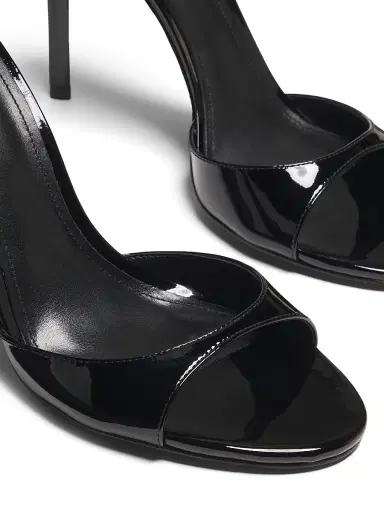 Schutz Women's Scarlett 100MM Patent Leather Stiletto Sandals - Black | Thumbnail 2 Schutz Women's Scarlett 100MM Patent Leather Stiletto Sandals - Black | Thumbnail 2
