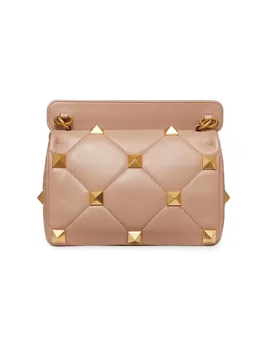 Valentino Garavani Women's Roman Stud The Shoulder Bag in Nappa With Chain - Rose Cannelle | Thumbnail 3 Valentino Garavani Women's Roman Stud The Shoulder Bag in Nappa With Chain - Rose Cannelle | Thumbnail 3