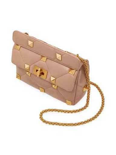 Valentino Garavani Women's Roman Stud The Shoulder Bag in Nappa With Chain - Rose Cannelle | Thumbnail 5 Valentino Garavani Women's Roman Stud The Shoulder Bag in Nappa With Chain - Rose Cannelle | Thumbnail 5