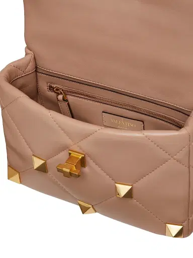 Valentino Garavani Women's Roman Stud The Shoulder Bag in Nappa With Chain - Rose Cannelle | Thumbnail 6 Valentino Garavani Women's Roman Stud The Shoulder Bag in Nappa With Chain - Rose Cannelle | Thumbnail 6