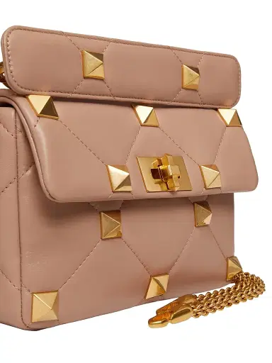 Valentino Garavani Women's Roman Stud The Shoulder Bag in Nappa With Chain - Rose Cannelle | Thumbnail 7 Valentino Garavani Women's Roman Stud The Shoulder Bag in Nappa With Chain - Rose Cannelle | Thumbnail 7