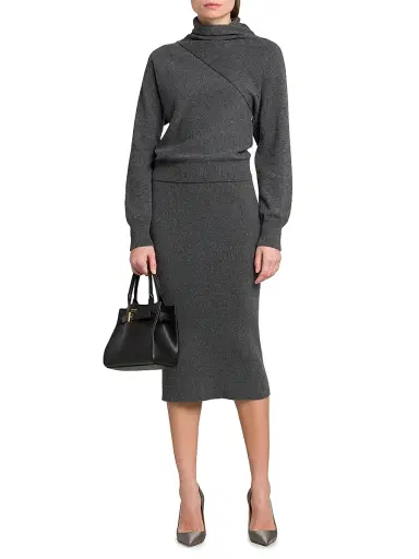Tom Ford Women's Wrap Collar Cashmere-Cotton Turtleneck | Thumbnail 2 Tom Ford Women's Wrap Collar Cashmere-Cotton Turtleneck | Thumbnail 2