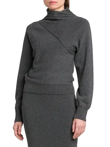 Tom Ford Women's Wrap Collar Cashmere-Cotton Turtleneck | Thumbnail 3 Tom Ford Women's Wrap Collar Cashmere-Cotton Turtleneck | Thumbnail 3