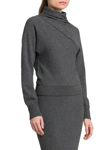 Tom Ford Women's Wrap Collar Cashmere-Cotton Turtleneck | Thumbnail 4 Tom Ford Women's Wrap Collar Cashmere-Cotton Turtleneck | Thumbnail 4