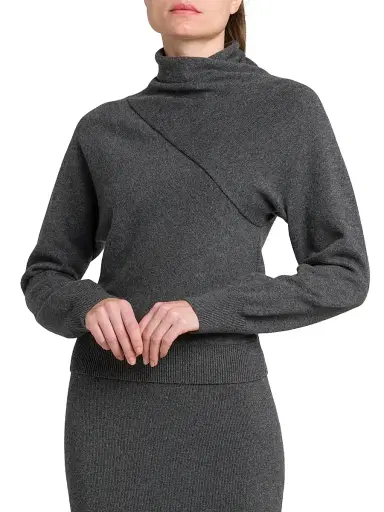Tom Ford Women's Wrap Collar Cashmere-Cotton Turtleneck | Thumbnail 6 Tom Ford Women's Wrap Collar Cashmere-Cotton Turtleneck | Thumbnail 6