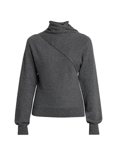 Tom Ford Women's Wrap Collar Cashmere-Cotton Turtleneck | Thumbnail 1 Tom Ford Women's Wrap Collar Cashmere-Cotton Turtleneck | Thumbnail 1