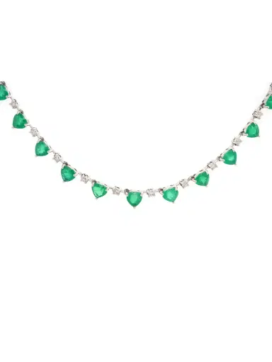 Wish Fine Jewelry 10.14ct Diamond Emerald Heart 18K Gold Necklace | Thumbnail 1 Wish Fine Jewelry 10.14ct Diamond Emerald Heart 18K Gold Necklace | Thumbnail 1