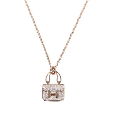 HERMÈS Hermes Amulettes Constance Pendant Necklace Diamonds 18K Rose Gold Hardware | Thumbnail 2 HERMÈS Hermes Amulettes Constance Pendant Necklace Diamonds 18K Rose Gold Hardware | Thumbnail 2