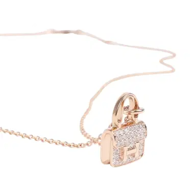 HERMÈS Hermes Amulettes Constance Pendant Necklace Diamonds 18K Rose Gold Hardware | Thumbnail 3 HERMÈS Hermes Amulettes Constance Pendant Necklace Diamonds 18K Rose Gold Hardware | Thumbnail 3