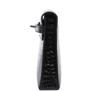 HERMÈS Hermes Kelly Elan Black Shiny Porosus Crocodile Palladium Hardware | Thumbnail 3 HERMÈS Hermes Kelly Elan Black Shiny Porosus Crocodile Palladium Hardware | Thumbnail 3