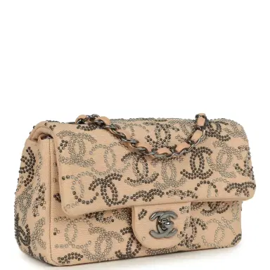 Chanel Pre-owned Chanel Mini CC Studded Rectangular Flap Bag Light Pink Canvas Ruthenium Hardware | Thumbnail 2 Chanel Pre-owned Chanel Mini CC Studded Rectangular Flap Bag Light Pink Canvas Ruthenium Hardware | Thumbnail 2