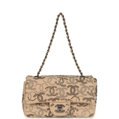 Chanel Pre-owned Chanel Mini CC Studded Rectangular Flap Bag Light Pink Canvas Ruthenium Hardware | Thumbnail 7 Chanel Pre-owned Chanel Mini CC Studded Rectangular Flap Bag Light Pink Canvas Ruthenium Hardware | Thumbnail 7