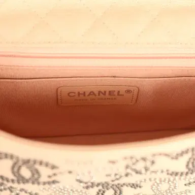 Chanel Pre-owned Chanel Mini CC Studded Rectangular Flap Bag Light Pink Canvas Ruthenium Hardware | Thumbnail 9 Chanel Pre-owned Chanel Mini CC Studded Rectangular Flap Bag Light Pink Canvas Ruthenium Hardware | Thumbnail 9