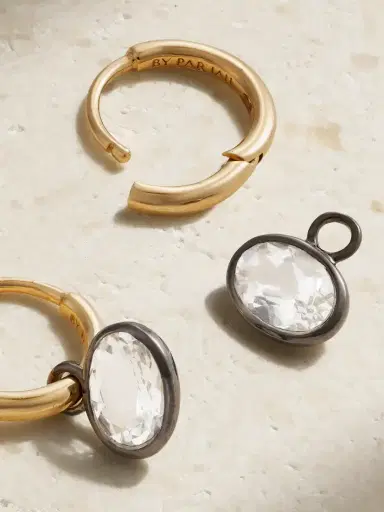 By Pariah Orbit 14-karat Recycled Gold, Rhodium And Topaz Hoop Earrings | Thumbnail 3 By Pariah Orbit 14-karat Recycled Gold, Rhodium And Topaz Hoop Earrings | Thumbnail 3