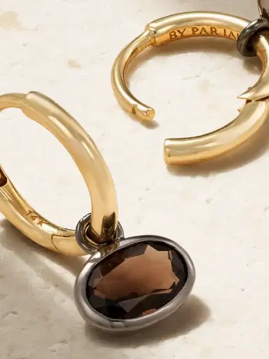 By Pariah Orbit 14-karat Recycled Gold Smokey Quartz Hoop Earrings | Thumbnail 3 By Pariah Orbit 14-karat Recycled Gold Smokey Quartz Hoop Earrings | Thumbnail 3