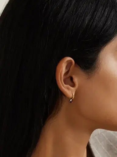 By Pariah Orbit 14-karat Recycled Gold Smokey Quartz Hoop Earrings | Thumbnail 4 By Pariah Orbit 14-karat Recycled Gold Smokey Quartz Hoop Earrings | Thumbnail 4