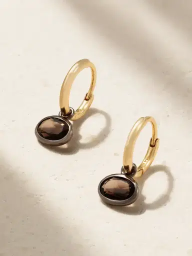 By Pariah Orbit 14-karat Recycled Gold Smokey Quartz Hoop Earrings | Thumbnail 1 By Pariah Orbit 14-karat Recycled Gold Smokey Quartz Hoop Earrings | Thumbnail 1