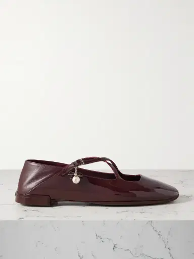 Jimmy Choo Eleri Collapsible-heel Embellished Patent-leather Ballet Flats | Thumbnail 1 Jimmy Choo Eleri Collapsible-heel Embellished Patent-leather Ballet Flats | Thumbnail 1