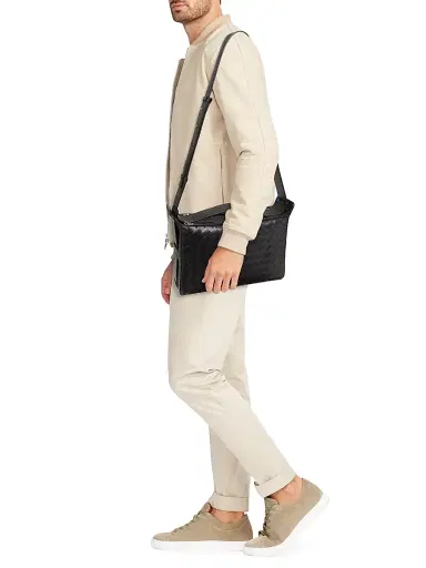 Bottega Veneta Men's Intrecciato Leather Top Handle Bag - Black Silver | Thumbnail 2 Bottega Veneta Men's Intrecciato Leather Top Handle Bag - Black Silver | Thumbnail 2