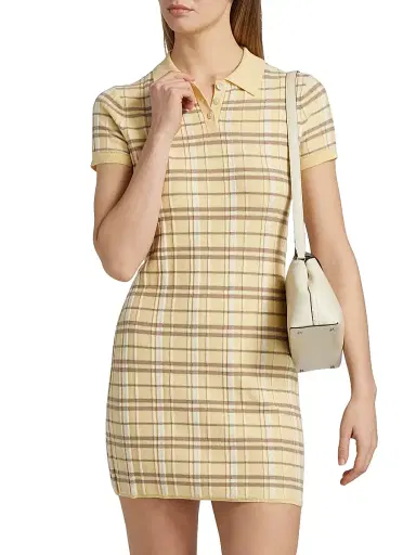 Guest in Residence Women's Plaid Silk-Linen Polo Minidress - Butter Combo | Thumbnail 3 Guest in Residence Women's Plaid Silk-Linen Polo Minidress - Butter Combo | Thumbnail 3