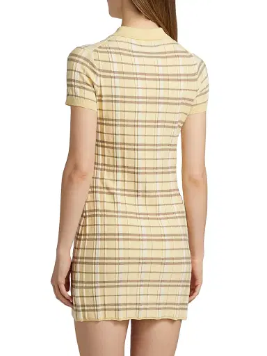 Guest in Residence Women's Plaid Silk-Linen Polo Minidress - Butter Combo | Thumbnail 5 Guest in Residence Women's Plaid Silk-Linen Polo Minidress - Butter Combo | Thumbnail 5