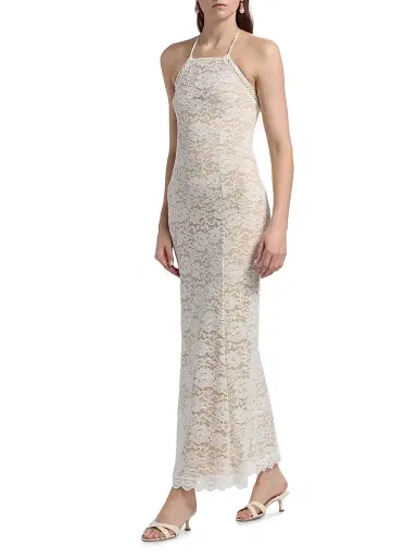 Generation Love Women's Garcia Lace Halterneck Maxi Dress - White Beige | Thumbnail 2 Generation Love Women's Garcia Lace Halterneck Maxi Dress - White Beige | Thumbnail 2