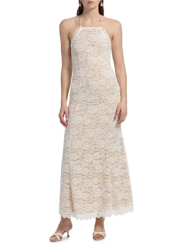 Generation Love Women's Garcia Lace Halterneck Maxi Dress - White Beige | Thumbnail 3 Generation Love Women's Garcia Lace Halterneck Maxi Dress - White Beige | Thumbnail 3