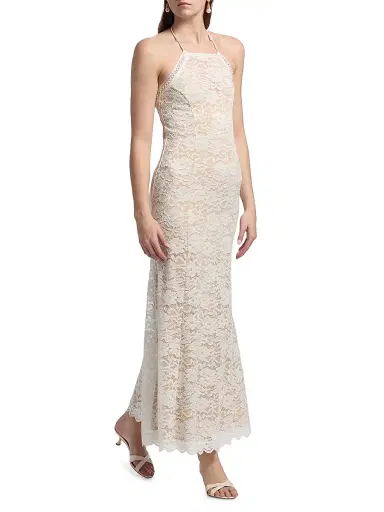 Generation Love Women's Garcia Lace Halterneck Maxi Dress - White Beige | Thumbnail 4 Generation Love Women's Garcia Lace Halterneck Maxi Dress - White Beige | Thumbnail 4