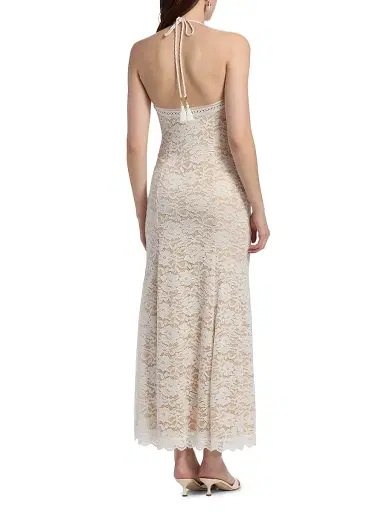 Generation Love Women's Garcia Lace Halterneck Maxi Dress - White Beige | Thumbnail 5 Generation Love Women's Garcia Lace Halterneck Maxi Dress - White Beige | Thumbnail 5