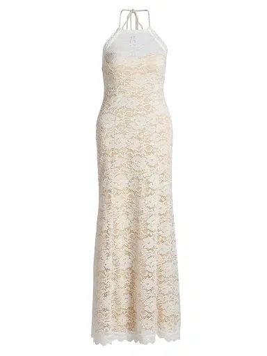Generation Love Women's Garcia Lace Halterneck Maxi Dress - White Beige | Thumbnail 1 Generation Love Women's Garcia Lace Halterneck Maxi Dress - White Beige | Thumbnail 1