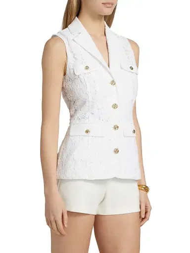 Generation Love Women's Curtis Floral Lace Sleeveless Blazer - White | Thumbnail 4 Generation Love Women's Curtis Floral Lace Sleeveless Blazer - White | Thumbnail 4
