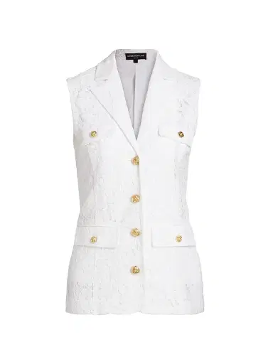Generation Love Women's Curtis Floral Lace Sleeveless Blazer - White | Thumbnail 1 Generation Love Women's Curtis Floral Lace Sleeveless Blazer - White | Thumbnail 1