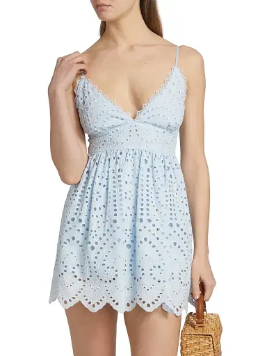 Generation Love Women's Lilia Cotton Eyelet Minidress - Opal | Thumbnail 3 Generation Love Women's Lilia Cotton Eyelet Minidress - Opal | Thumbnail 3