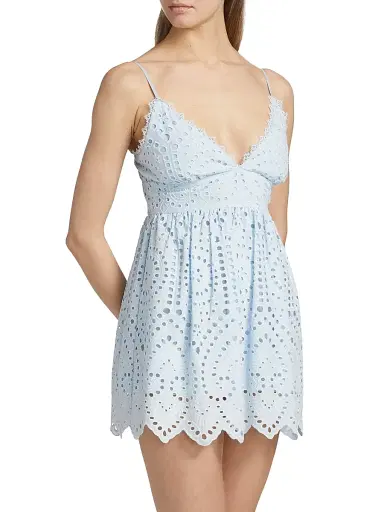 Generation Love Women's Lilia Cotton Eyelet Minidress - Opal | Thumbnail 4 Generation Love Women's Lilia Cotton Eyelet Minidress - Opal | Thumbnail 4