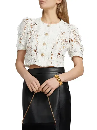 Generation Love Women's Joanie 3D Lace Jacket - White | Thumbnail 6 Generation Love Women's Joanie 3D Lace Jacket - White | Thumbnail 6