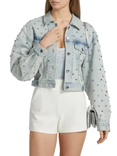 Generation Love Women's Toddie Crystal Stretch-Denim Crop Jacket | Thumbnail 3 Generation Love Women's Toddie Crystal Stretch-Denim Crop Jacket | Thumbnail 3