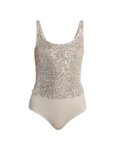 Generation Love Women's Dina Sequin Bodysuit - Moonbeam | Thumbnail 1 Generation Love Women's Dina Sequin Bodysuit - Moonbeam | Thumbnail 1