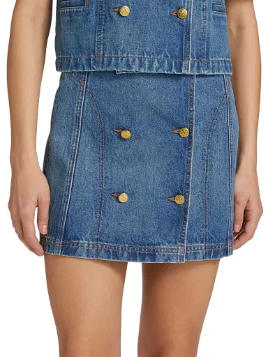 Ulla Johnson Women's Clara Denim Button-Front Wrap Miniskirt - Danube | Thumbnail 3 Ulla Johnson Women's Clara Denim Button-Front Wrap Miniskirt - Danube | Thumbnail 3