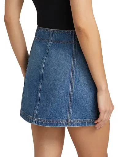Ulla Johnson Women's Clara Denim Button-Front Wrap Miniskirt - Danube | Thumbnail 5 Ulla Johnson Women's Clara Denim Button-Front Wrap Miniskirt - Danube | Thumbnail 5