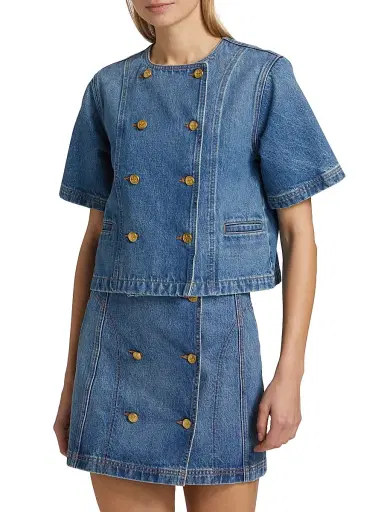 Ulla Johnson Women's Serge Denim Double-Breasted Jacket - Danube | Thumbnail 3 Ulla Johnson Women's Serge Denim Double-Breasted Jacket - Danube | Thumbnail 3