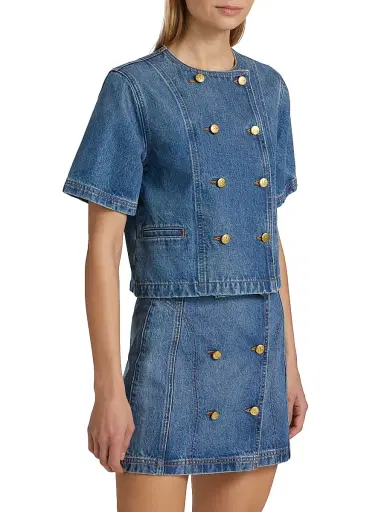 Ulla Johnson Women's Serge Denim Double-Breasted Jacket - Danube | Thumbnail 4 Ulla Johnson Women's Serge Denim Double-Breasted Jacket - Danube | Thumbnail 4